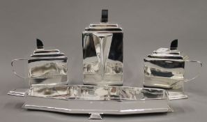 An Art Deco style silver plated tea set.