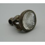 A 19th century unmarked silver fob seal. 3.75 cm high.