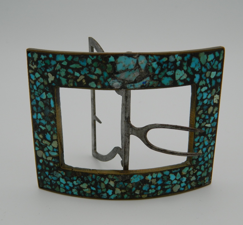 A turquoise set buckle. 7.5 cm wide. - Image 2 of 3