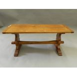 An oak coffee table. 102 cm long.