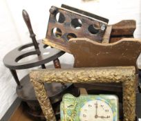 A quantity of miscellaneous items, including a bottle coaster, stools, picture frame, etc.