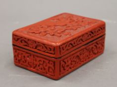 A small Chinese lacquered box. 10.5 cm long.