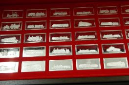 A cased set of Great British Locomotive silver ingots