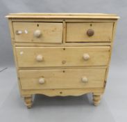 A Victorian pine chest of drawers. 91 cm wide.