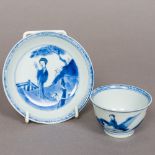 An 18th century Chinese blue and white porcelain tea bowl and matched saucer,