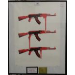 DEATH NYC, AK47 Trio, limited edition, framed and glazed. 31.5 cm wide.