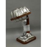 A leather and chrome desk lamp. 36 cm high.