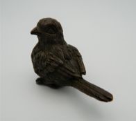 A Japanese bronze model of a bird. 5.5 cm wide.