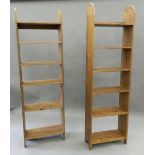 Two pine bookcases. The largest 175 cm high.