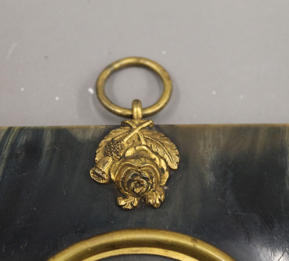 A 19th century brass mounted horn miniature picture frame. 19.5 cm high. - Bild 2 aus 3