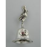 A small silver bell, the handle formed as a stork. 4 cm high.