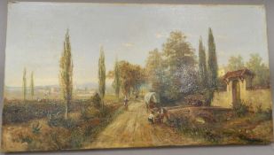 CHARLES DUVAL, Italianate Scene, oil on canvas, dated 1894. 58 cm wide.