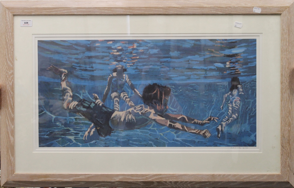 PATRICK GIBBS, Children in a Swimming Pool, limited edition print, numbered 14/30,