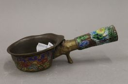 A cloisonne handled pourer. 16 cm long.