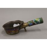 A cloisonne handled pourer. 16 cm long.