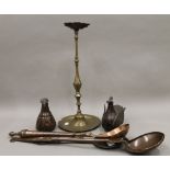 Three antique Middle Eastern copper cooking ladles,