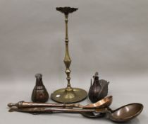 Three antique Middle Eastern copper cooking ladles,