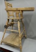 A Victorian child's folding highchair. 96 cm high.