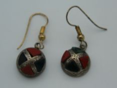 A pair of Victorian silver and agate earrings