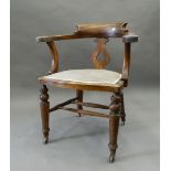 A Victorian mahogany desk chair. 66 cm wide.