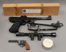 An air pistol, gun cleaning kit, etc.