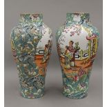 A Masons Ironstone vase and a Ashworths Ironstone vase. The former 31 cm high.