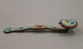 A cloisonne ruyi sceptre. 20.5 cm long.