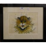 After LOUIS WAIN, The Ginger Cat, watercolour, framed and glazed.