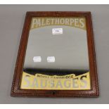 A Palethorpes Sausages advertising mirror. 26.5 x 34.5 cm.