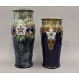 Two Royal Doulton Art Nouveau stoneware vases. The largest 36.5 cm high.