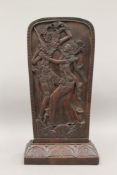 An Eastern carved wooden panel. 38 cm high.