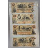 Four American Civil War Central Bank of Virginia notes.
