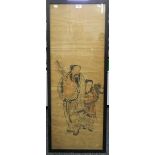 A 19th century Chinese scroll painting, Zhong Quan, One of the Eight Immortals, framed and glazed.