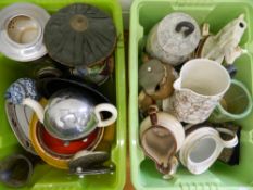 Two boxes of miscellaneous ceramics, glass, etc.