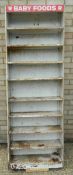 A vintage metal shelving unit. 189 cm high.