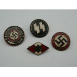 Four Nazi type badges