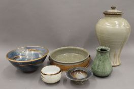 A small collection of various studio pottery. The largest 30 cm high.