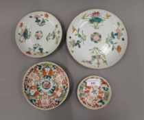 Four Chinese porcelain plates. The largest 17.5 cm diameter.