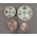Four Chinese porcelain plates. The largest 17.5 cm diameter.
