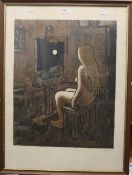 Female Study, limited edition lithograph, numbered 30/100, framed. 60 cm wide overall.