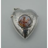 A silver and enamel heart shaped vesta