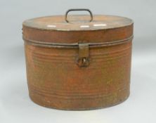 A Victorian toleware hat box. 35 cm wide.