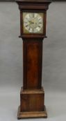 An 18th century oak eight-day longcase clock, the dial inscribed ''Rich Jones Ruthen''. 182 cm high.