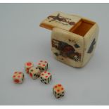 A bone dice box. 3.5 cm wide.