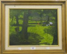 FREDERICK DEAN, Hyde Park, oil, framed. 38.5 cm wide.