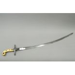 A 19th century Mameluke sword, with an ivory handle. 89 cm long.