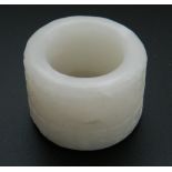 A white jade archers ring. 2.5 cm high.