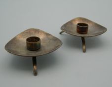 A pair of Cohr plated candlesticks. 5 cm wide.