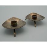 A pair of Cohr plated candlesticks. 5 cm wide.