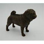 A bronze model of a pug. 6 cm high.